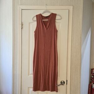 Prana Sleeveless Midi Dress in Warm Rust